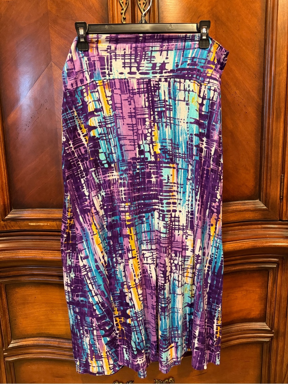 ImageNation Vibrant Abstract Print Maxi Skirt - Purple & Teal size medium
